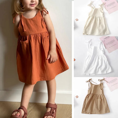 Girls Summer Casual Dress With Pocket