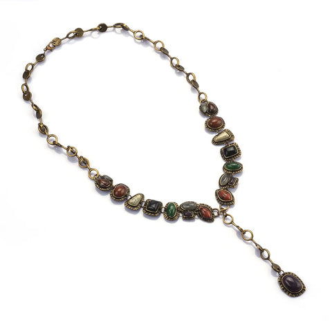 Indian Ethnic Vintage Necklace Boho de Metal e Resin Stone