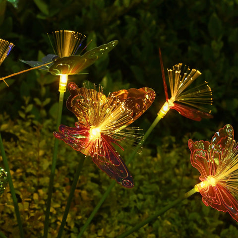 Luces solares de mariposa para jardín, luces decorativas para exteriores de 6 LED, luces de estaca impermeables para patio, camino y patio