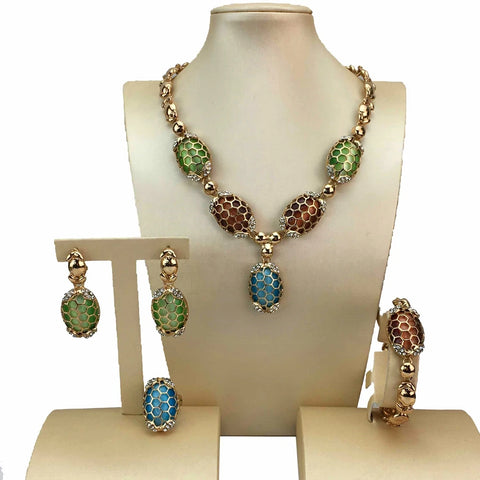 Fashion Colorful Stones Jewelry Sets  Unique Necklace for Women, African Jewelry