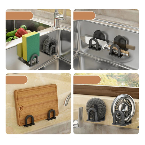 Kitchen Self  Adhesive Sponges Holder Drain Drying Rack Sink Storage Organizer Accessories Bathroom Home Wall Hook