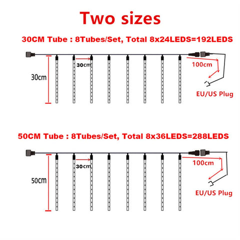 LED Meteor Rain Lights, Tree String Lights with 8 Tubes