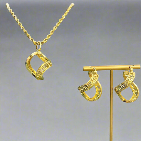 18K Gold Plated Jewelry Set Pendant with Golden Chain Copper Earring  African