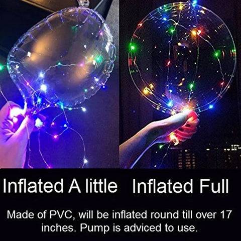 Globo LED con asa y palos Globos de helio transparentes luminosos Bobo Decoraciones para fiestas de cumpleaños y bodas Globos de luz LED para niños