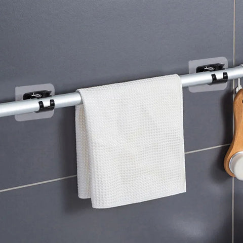 Adjustable Curtain Rod Clip Nail-Free Wall Hooks Self Adhesive
