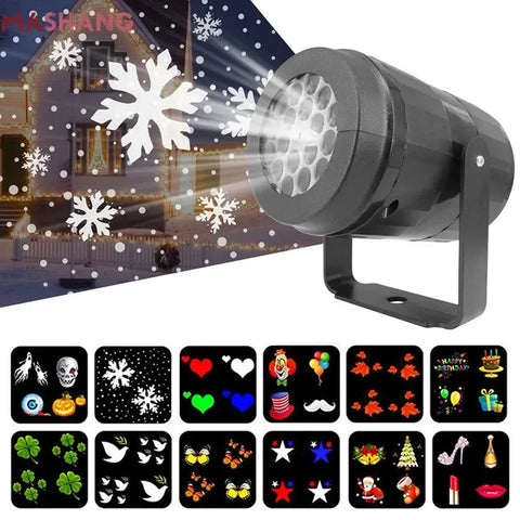 Proyector de luces navideñas para exteriores, lámpara de proyección LED impermeable para decoración navideña, luz láser de copo de nieve para fiestas, luces de escenario