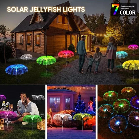 Lámpara solar para exteriores con medusas para decoración de jardín, resistente al agua