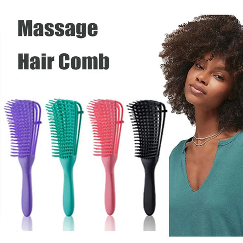 Pente de cabelo escova desembaraçadora, massagem do couro cabeludo, escova desembaraçada para cabelos cacheados, cabelo grosso, polvo