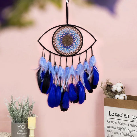 Evil Eye Dream Catcher For Bedroom With Lights Wall Hanging