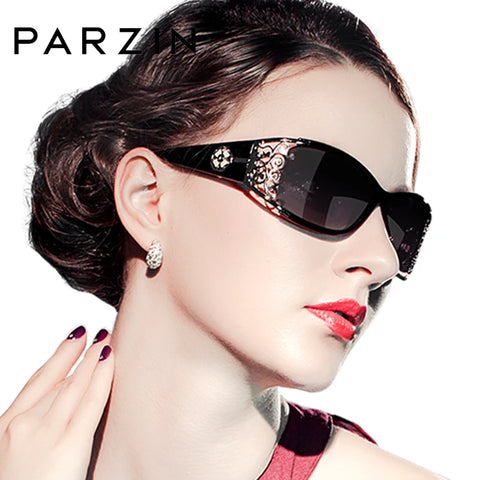 Ladies' Polarized Sunglasses in Dark Tones and Lacy Rims, UV400 Lenses