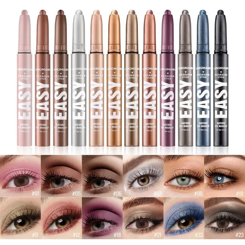 Smoky Eyeshadow Pencil Stick Waterproof Pearlescent Matte Metallic Glitter Eye Shadow Highlighter Pen