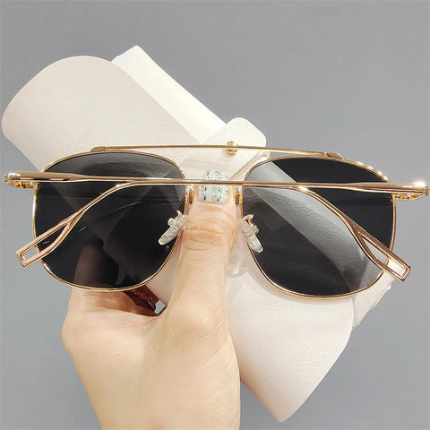 Oversized Square Sunglasses Unisex Classic Metal Oval Double