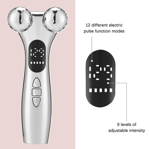 Ems pulso rosto rolo massageador redutor de queixo microcorrente v-line face lift máquina vibração elétrica massageador facial aperto