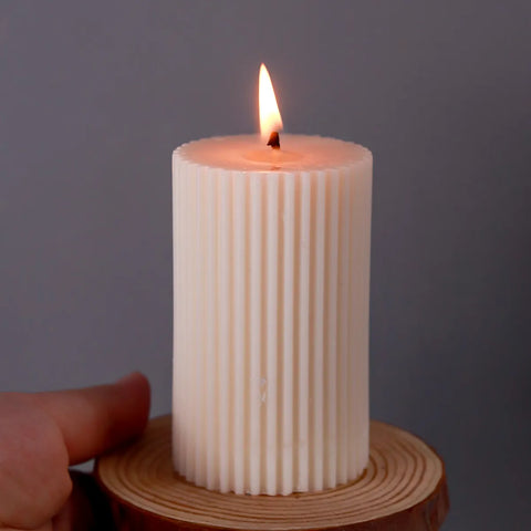 Striped Cylindrical Silicone Candle Mold DIY Handmade Scented Candle Soap Craft Molds Resin Plaster Making Home Dinner Decor