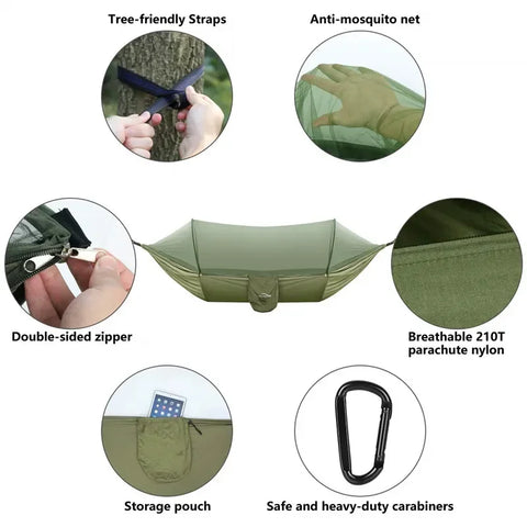 Camping Hammock with Mosquito Net Portable Outdoor Hammocks Swing Sleeping