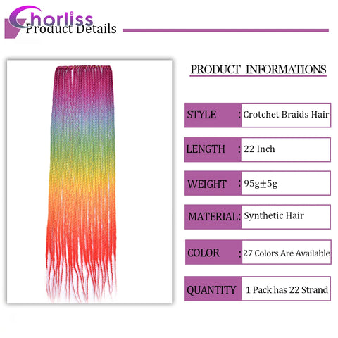 Trenza de cabello sintético Jumbo trenzado color arco iris africano