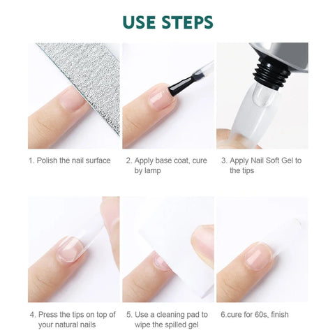20g Soft Fake Nail Tips Gel Glue Polish Soak Off UV LED Nail Art Gel Short False Nail Extension Function Adhesive Gel