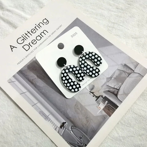 White Black  Earrings for Women Geometric Acrylic Drop Earrings Luxury