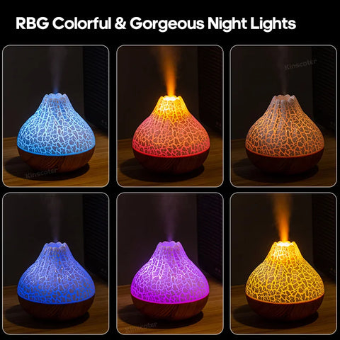 300ml Volcano Air Humidifier Electric USB Water Mist Diffuser Purifier Air With 7 Colors Night