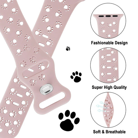 Pulseira de silicone oca para Apple Watch Band ultra Leopard gravado pulseira para iWatch Series 8 7 6 5 4 3 SE