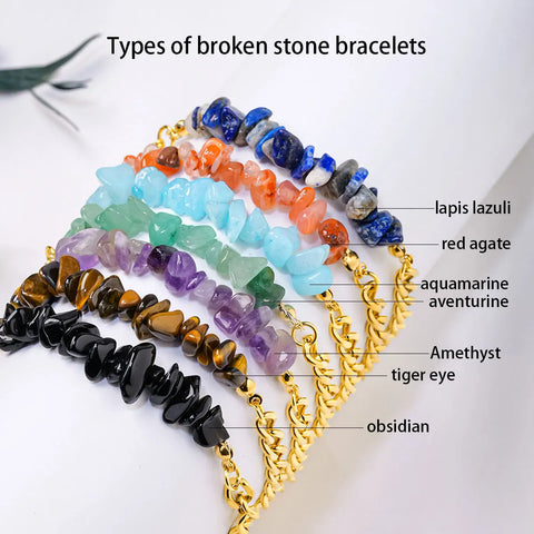 Bracelet Natural Gemstone Chakra Crystal Healing Chip Polished Irregular Crystals Stone Reiki Yoga