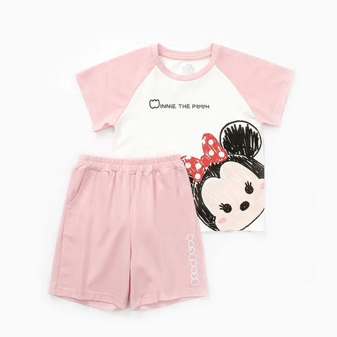 Conjunto de camiseta y pantalones cortos de dibujos animados, ropa de pijama para niños