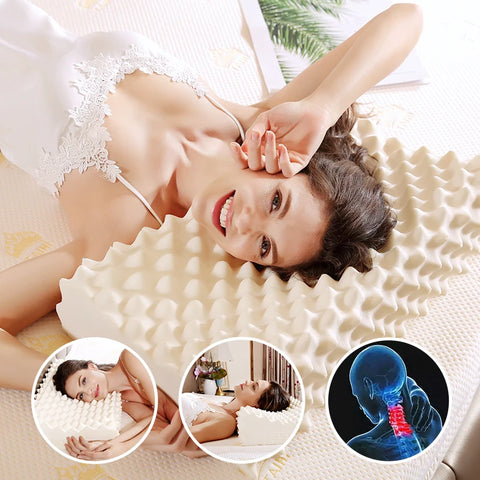 Almohada de látex 93 % natural para el dolor de cuello. Almohadas ortopédicas cervicales de masaje tailandés que previenen eficazmente los ácaros