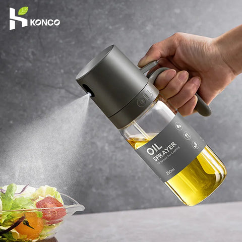 Frasco de spray de óleo 250ml, dispensadores de óleo de cozinha em vidro de borosilicato com alto teor de azeitona