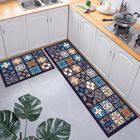 Printed Kitchen Floor Mat Anti-Slip Waterproof PVC Carpet for Home Easy to Clean