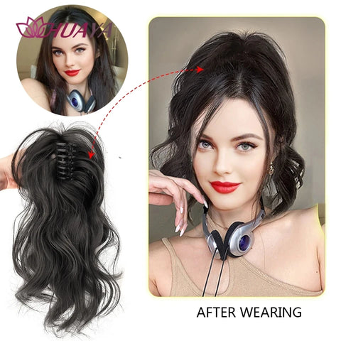 Wavy Ponytail Synthetic Wig Girl Grab Clip Natural Hair