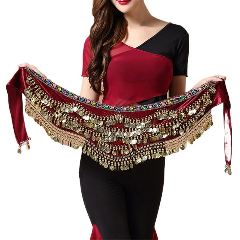 Oriental/Indian Belly Dance Coin Belt Belly Dance Hip Scarf Golden Coins