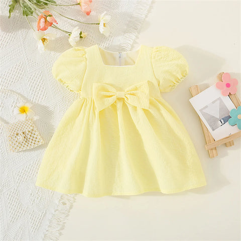 Vestido de verão para bebê menina cor sólida