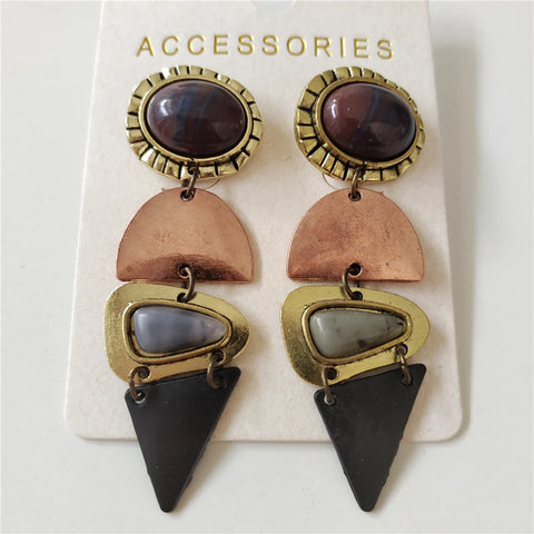 Indian Ethnic Vintage Earrings Boho de Metal e Resin Stone