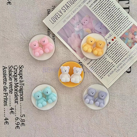 Mini Bear Silicone Mold 4 holes DIY Candle Mold for Candle Making