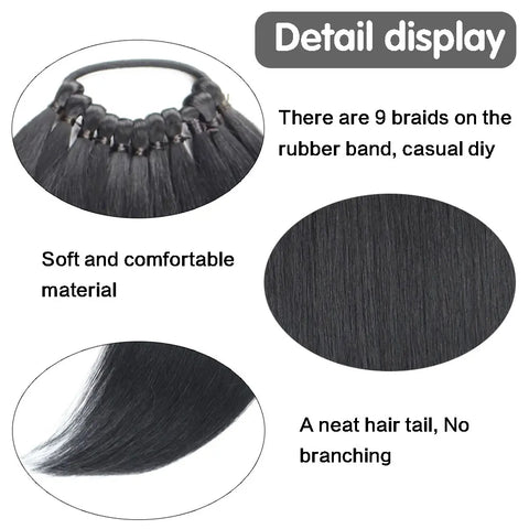 Synthetic Hair Extensions for Fake Ponytail, 24 Inch Long Straight Extensions