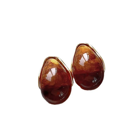 Geometric brown resin earrings