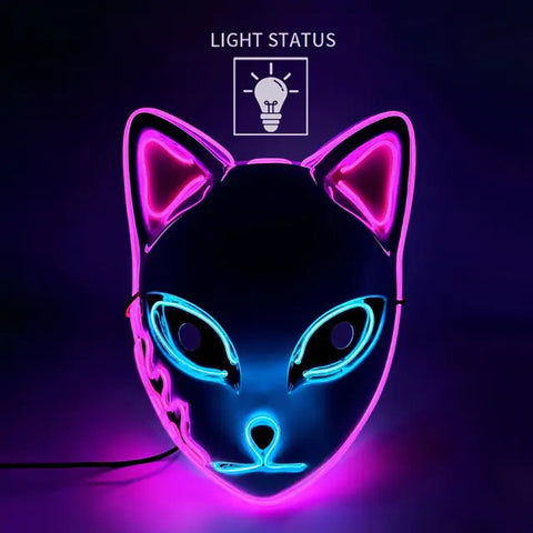 Máscara de gato con luz LED para Halloween