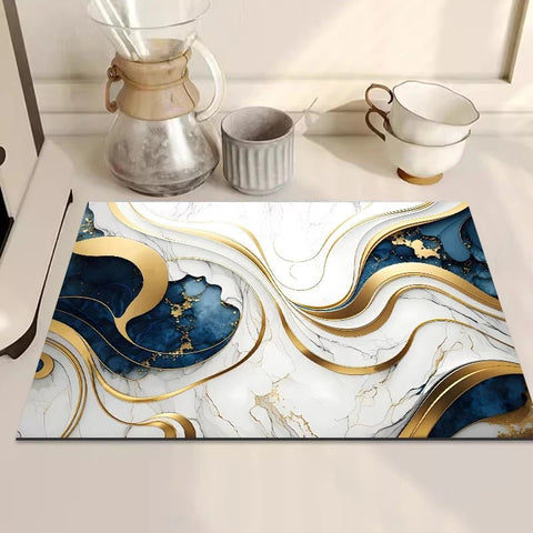 Absorbent Marbling Drain Pad Mat Kitchen Dish Drying - EveryWares