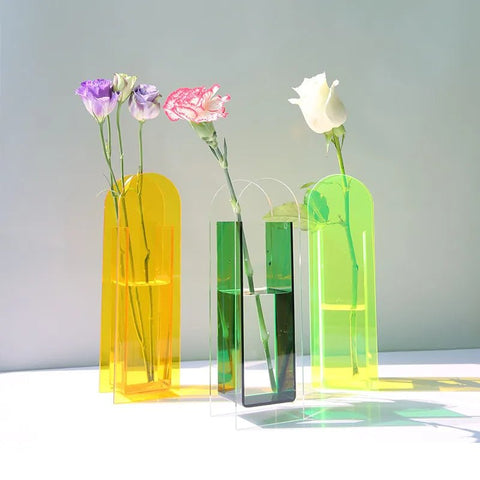 Acrylic Vases Geometric Shape Transparent - EveryWares