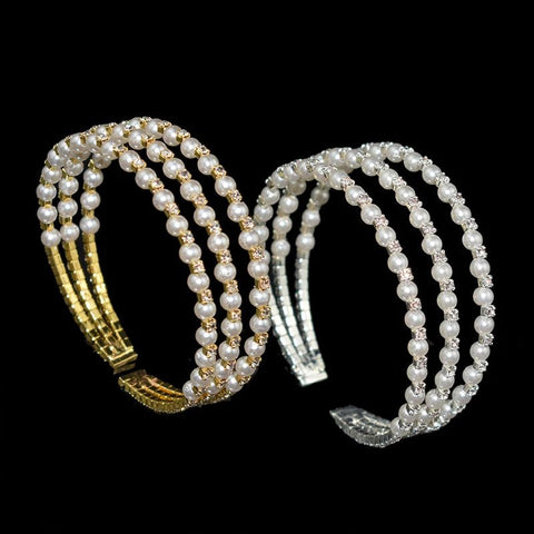 Adjustable Bracelets with Crystals and Pearls in Gold or Silver Plated - EveryWares