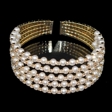 Adjustable Bracelets with Crystals and Pearls in Gold or Silver Plated - EveryWares