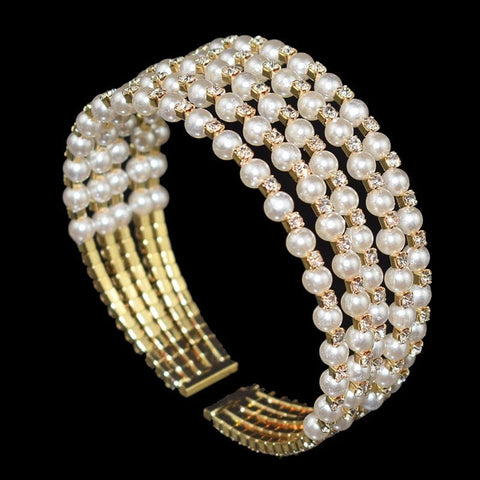 Adjustable Bracelets with Crystals and Pearls in Gold or Silver Plated - EveryWares