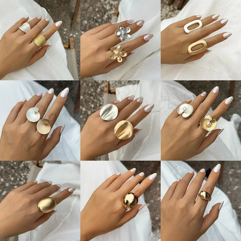 Adjustable Geometric Metal Thick Rings - EveryWares