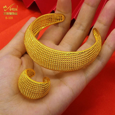 African Cuff Bangles With Ring Adjustable Gold Color Bangle - EveryWares