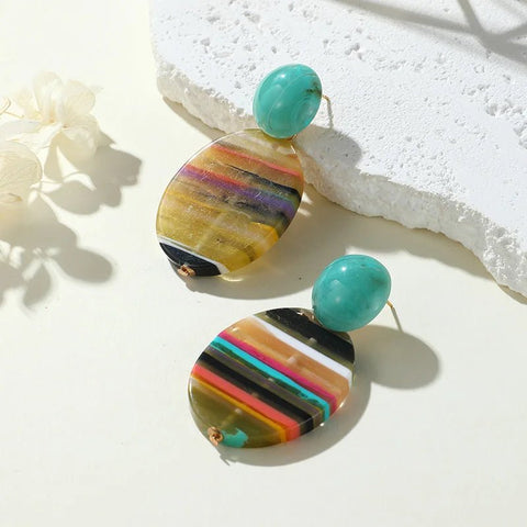 African Ethnic Style Long Striped Earrings - EveryWares