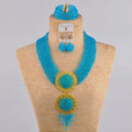 African Jewelry Set Aqua Blue Crystal Nigeria - EveryWares