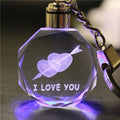 Artificial Crystal Rose Heart Keychain LED - EveryWares