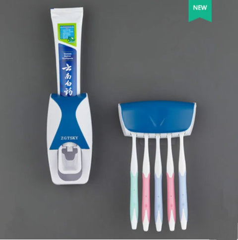 Automatic Dispenser Toothpaste and Toothbrush Wall Holder - EveryWares