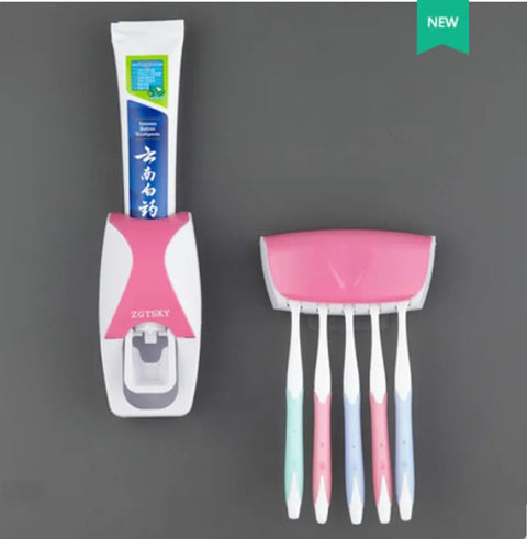 Automatic Dispenser Toothpaste and Toothbrush Wall Holder - EveryWares