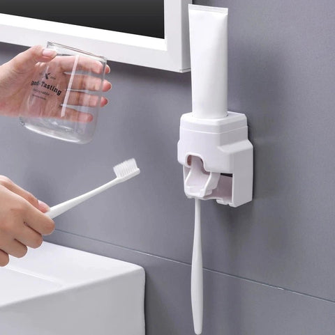 Automatic Toothpaste Dispenser Toothpaste Squeezer Toothbrush Holder - EveryWares